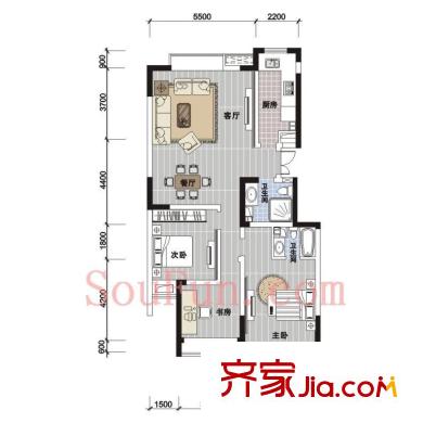 溫興風(fēng)情苑戶型圖3室 戶型圖 3室2廳2衛(wèi)1廚