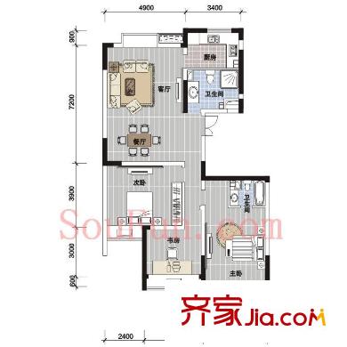 溫興風(fēng)情苑戶型圖3室 戶型圖 3室2廳2衛(wèi)1廚