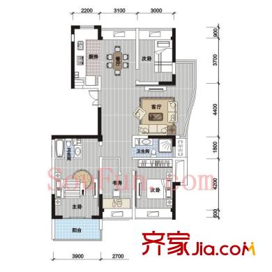 溫興風(fēng)情苑戶型圖4室 戶型圖 4室2廳2衛(wèi)1廚
