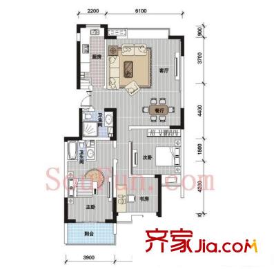 溫興風(fēng)情苑 3室 戶型圖
