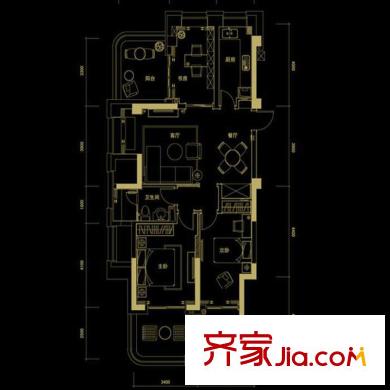 彩虹豪庭戶型圖一號(hào)樓西邊套G戶型 2室2廳1衛(wèi)1廚