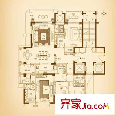 彩虹豪庭戶型圖B戶型 4室2廳3衛(wèi)1廚