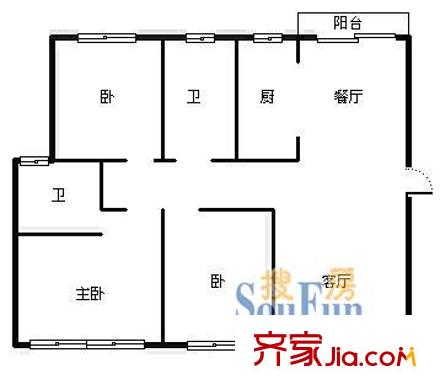 盛世嘉園戶(hù)型圖3室 戶(hù)型圖 3室2廳2衛(wèi)1廚