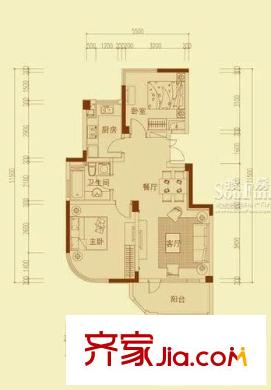 麗江公寓戶型圖A戶型85方 2室2廳1衛(wèi)1廚