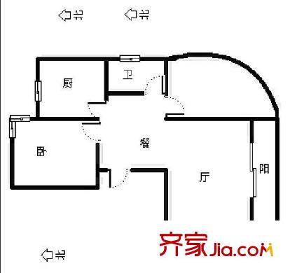 麗江公寓戶型圖1室 戶型圖 1室1廳1衛(wèi)1廚