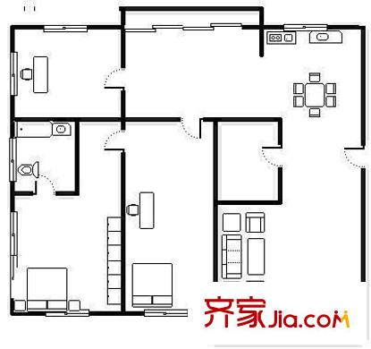 濱江江濱花園戶型圖3室 戶型圖 3室2廳2衛(wèi)1廚