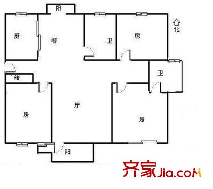 濱江江濱花園戶型圖3室 戶型圖 3室2廳2衛(wèi)1廚