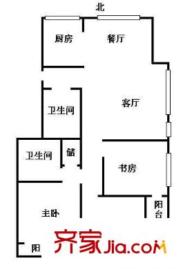 濱江江濱花園戶型圖3室 戶型圖 3室2廳2衛(wèi)1廚