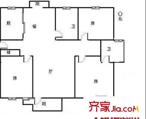 濱江江濱花園戶型圖江濱花園（濱江） 3室 戶型圖 3室2廳2衛(wèi)1廚
