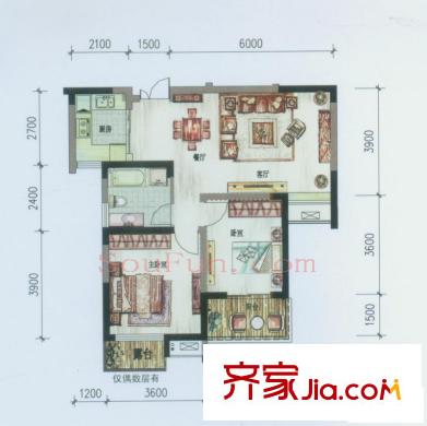 伊薩卡國際城戶型圖2室 戶型圖 2室2廳1衛(wèi)1廚
