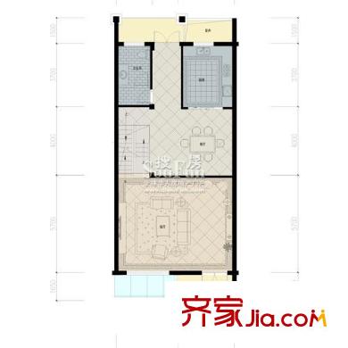百家樂西園G一層戶型圖 2室2廳1衛(wèi)1廚