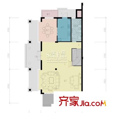 百家樂西園F一層戶型圖 2室2廳1衛(wèi)1廚