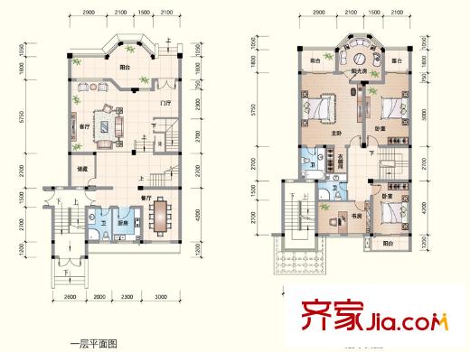 綠野春天翠谷幽蘭城市山居疊墅YC戶型 5室2廳3衛(wèi)1廚