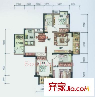 伊薩卡國際城戶型圖3室 戶型圖 3室2廳2衛(wèi)1廚