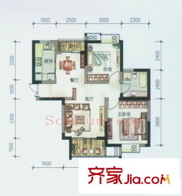 伊薩卡國際城戶型圖2室 戶型圖 2室2廳1衛(wèi)1廚