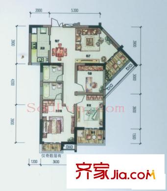伊薩卡國際城戶型圖3室 戶型圖 3室2廳2衛(wèi)1廚