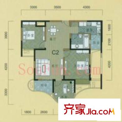 文鼎苑戶型圖二期30/36#樓2 3室2廳1衛(wèi)1廚