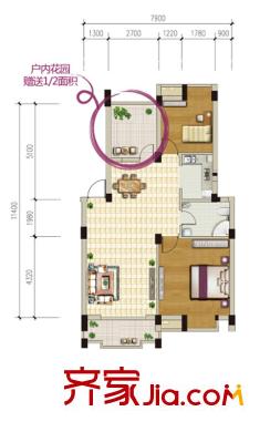 廣和美地蘭庭D1戶型圖 87.21 2室2廳1衛(wèi)1廚