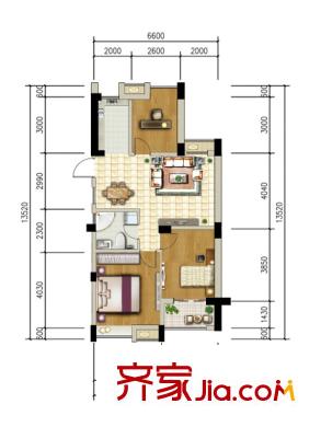 廣和美地蘭庭C1戶型圖 89.1 3室2廳1衛(wèi)1廚
