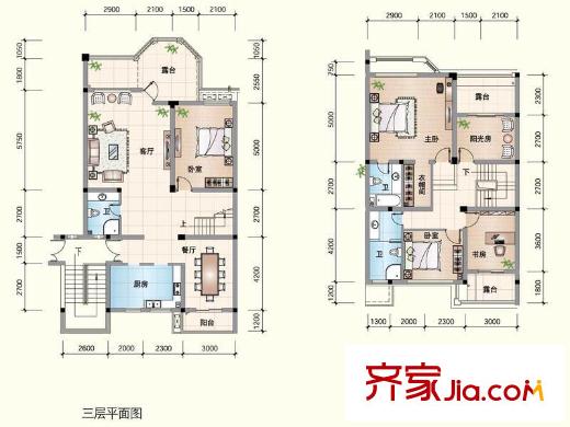 綠野春天翠谷幽蘭城市山居疊墅YD戶型 5室2廳3衛(wèi)1廚