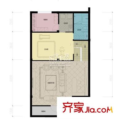 百家樂西園J地下一層戶型圖 2室2廳1衛(wèi)