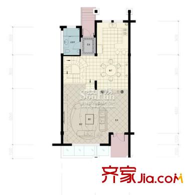 百家樂西園I一層戶型圖 2室2廳1衛(wèi)1廚