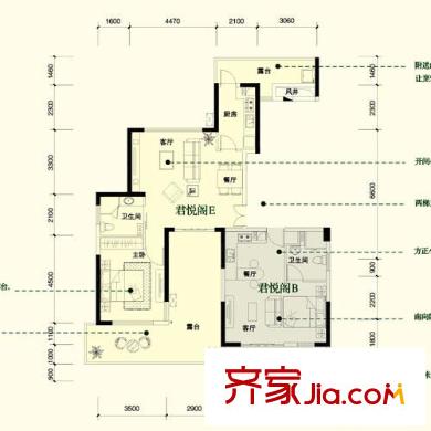 新帝朗郡2#4#偶數(shù)層E/B 1室2廳1衛(wèi)1廚