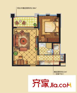 欣北錢江國際廣場4號(hào)樓A戶型 1室1廳1衛(wèi)1廚