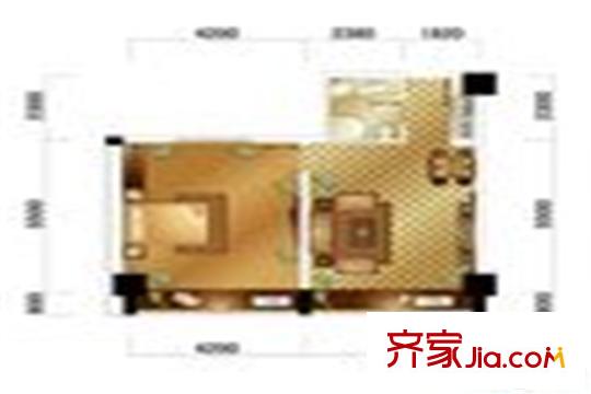 北辰金座一期A戶型  1室1廳1衛(wèi)1廚