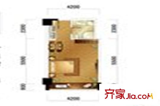 北辰金座一期B戶型  1室1廳1衛(wèi)1廚