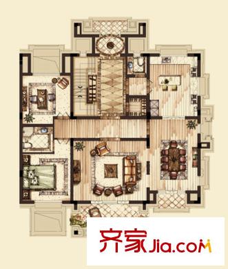 贊成良著B戶型地上一層 2室2廳2衛(wèi)1廚
