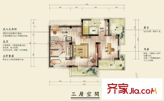 朗詩美麗洲排屋第3層戶型圖 2室1衛(wèi)