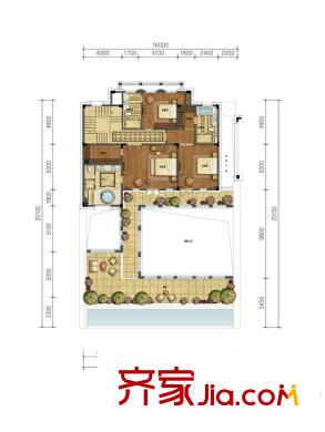 綠城藍(lán)庭伍重院A戶型二樓 3室2衛(wèi)