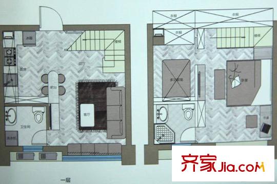 萬盛商貿(mào)城公寓50方戶型圖 1室1廳2衛(wèi)1廚