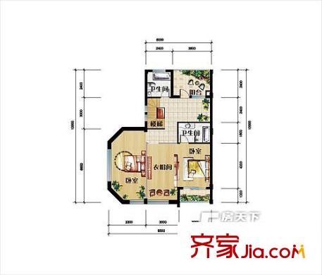 天地泊莊F戶(hù)型2層 5室2廳4衛(wèi)1廚
