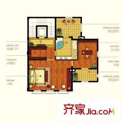 西溪海一期排屋a戶型3樓空間 6室3廳6衛(wèi)1廚