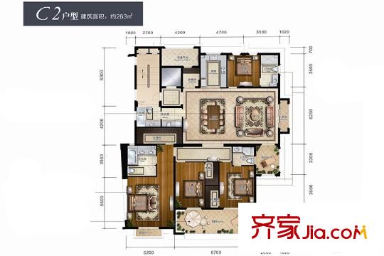 大華西溪風(fēng)情澄宮C2戶型 4室4廳4衛(wèi)1廚