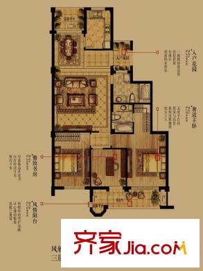 五月花城D1戶型 3室2廳2衛(wèi)1廚