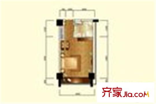 北辰金座A02戶型 1室1廳1衛(wèi)1廚
