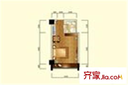 北辰金座A01戶型 1室1廳1衛(wèi)1廚