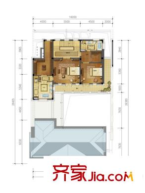 綠城藍(lán)庭伍重院B戶型二樓 2室2衛(wèi)