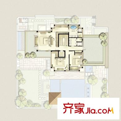 萬(wàn)科良渚文化村郡西別墅北入口別墅戶型二層 6室3廳3衛(wèi)2廚