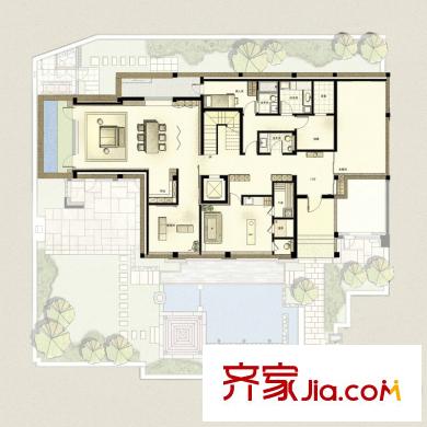 萬科良渚文化村郡西別墅南入口別墅戶型圖地下室 6室3廳3衛(wèi)2廚