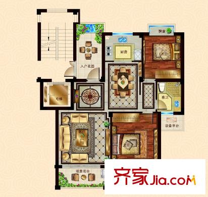 新義郡89.3平米戶型 2室2廳1衛(wèi)1廚