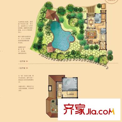 泊林漫谷香墅園排屋7#-2-V1戶型一層平面 4室2廳4衛(wèi)1廚