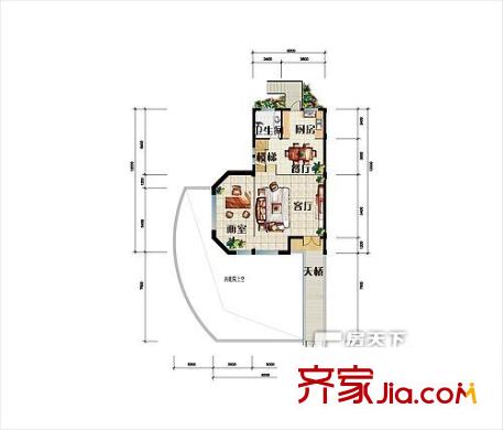 天地泊莊F戶(hù)型1層 5室2廳4衛(wèi)1廚