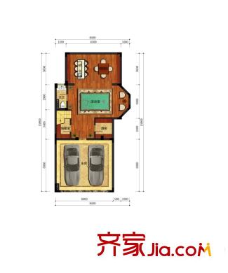 同城印象聯(lián)墅C1地下室戶型圖 1室