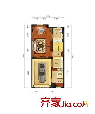同城印象聯(lián)墅C2地下室戶型圖 2室2衛(wèi)