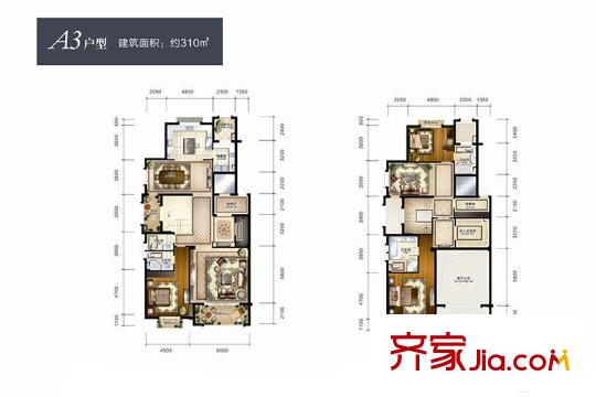 大華西溪風(fēng)情澄宮A3戶型 3室2廳3衛(wèi)1廚