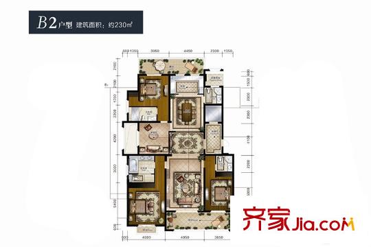 大華西溪風(fēng)情澄宮B2戶型 3室5廳4衛(wèi)1廚